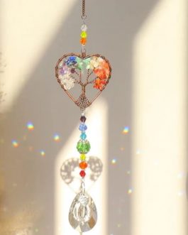 ATRAPASOL ARBOL DE LA VIDA CORAZÓN CON PIEDRAS