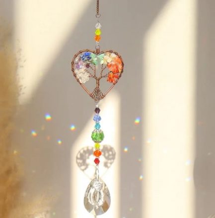 ATRAPASOL ARBOL DE LA VIDA CORAZÓN CON PIEDRAS - Imagen 2