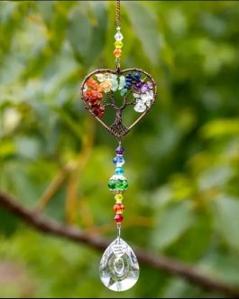 ATRAPASOL ARBOL DE LA VIDA CORAZÓN CON PIEDRAS