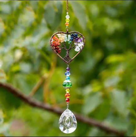 ATRAPASOL ARBOL DE LA VIDA CORAZÓN CON PIEDRAS